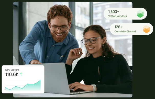 Vendors collaborating on the OneStop ESG platform, with 1,500+ vetted vendors across 126+ countries